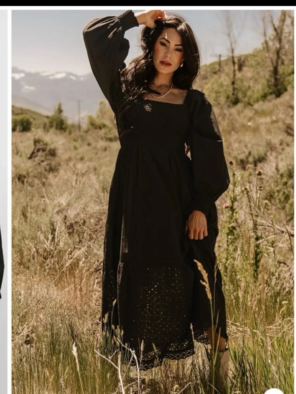 Baltic Born Chandler Eyelet Maxi Dress in Black size Medium